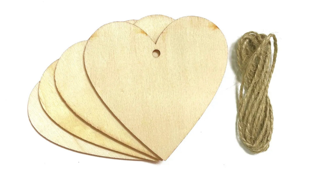 4pcs - Heart Wood