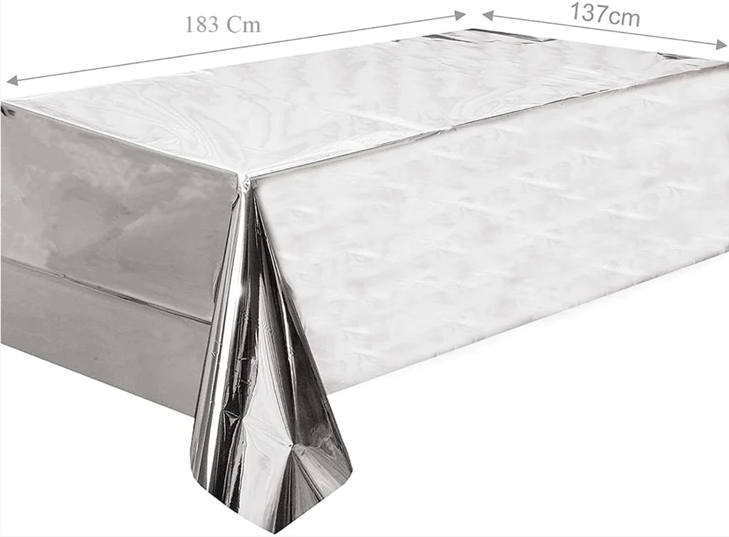 Plastic Tablecover Rectangular METALLIC SILVER